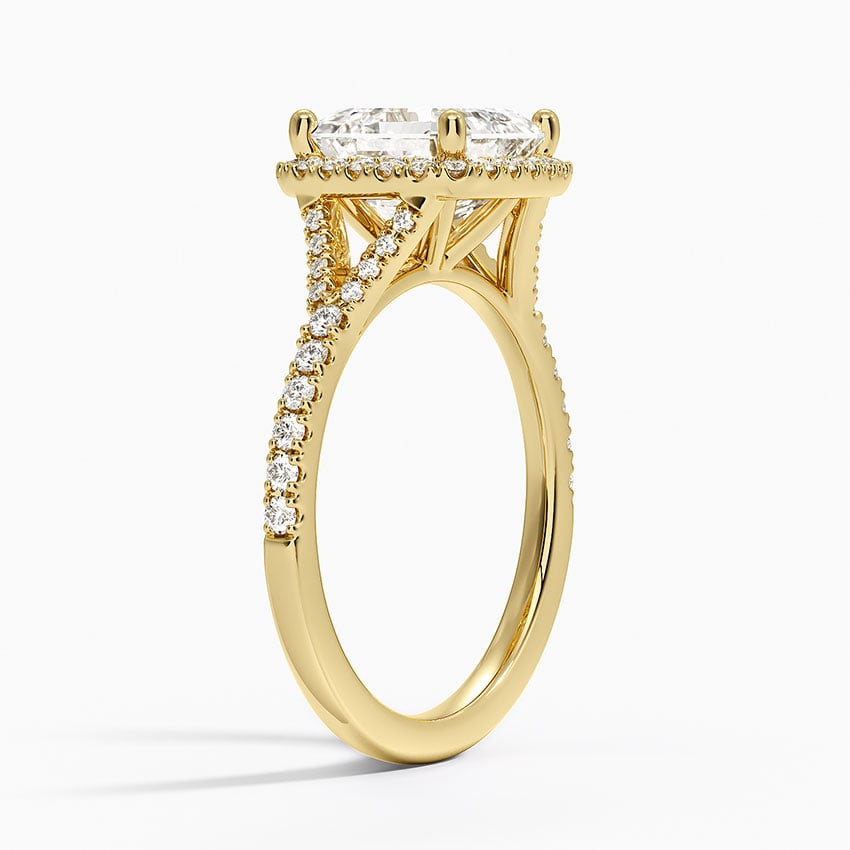 IGI Certified Lab Grown Diamond Engagement Ring Asscher Brilliant Split Shank Halo Ring - Image 5