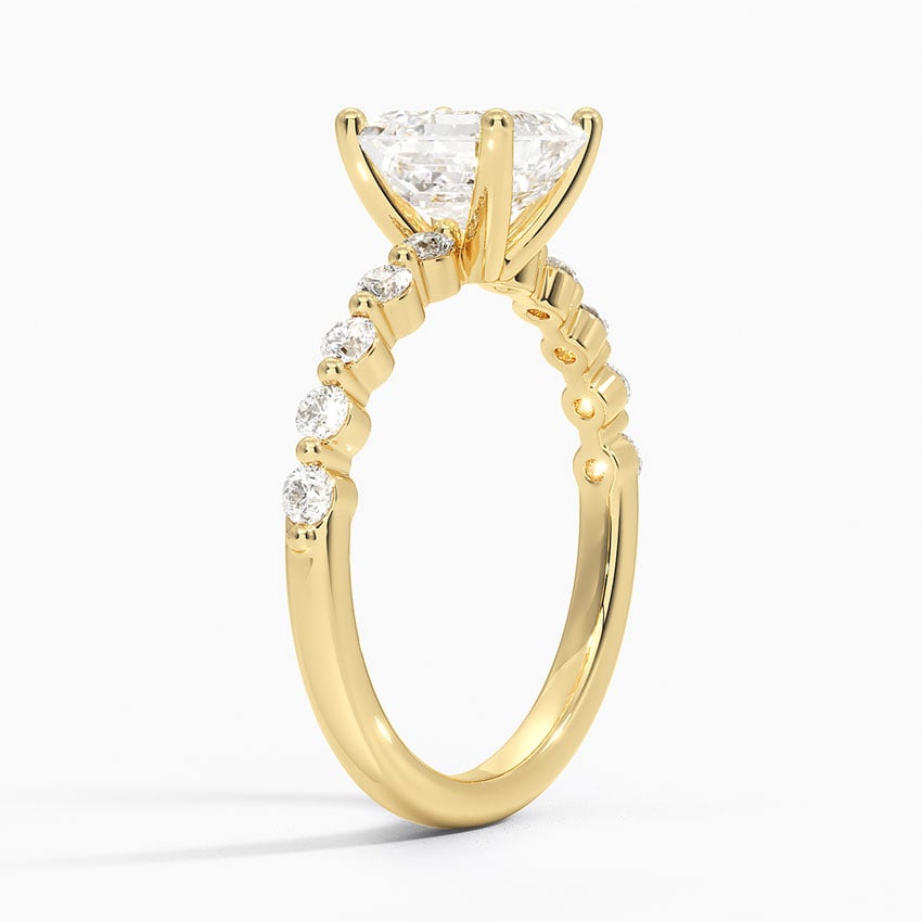 IGI Certified Lab Grown Diamond Engagement Ring Asscher Brilliant Graduated Side Stone Ring - Image 5