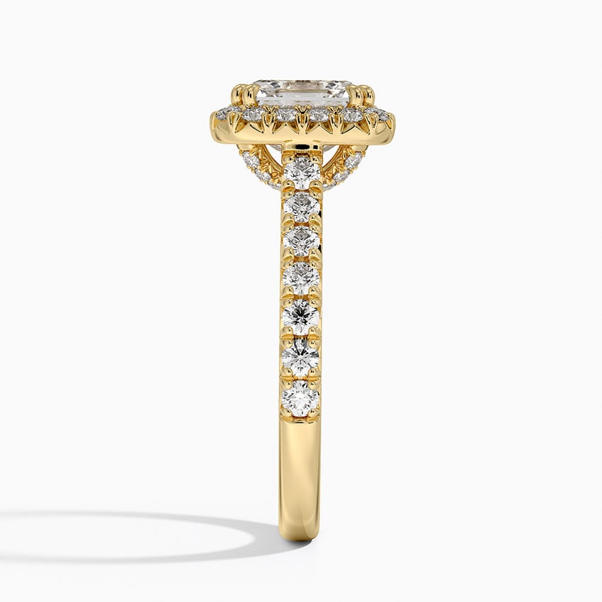 IGI Certified Lab Grown Diamond Engagement Ring Asscher Brilliant Double Halo Hidden Halo Pavé Ring - Image 6