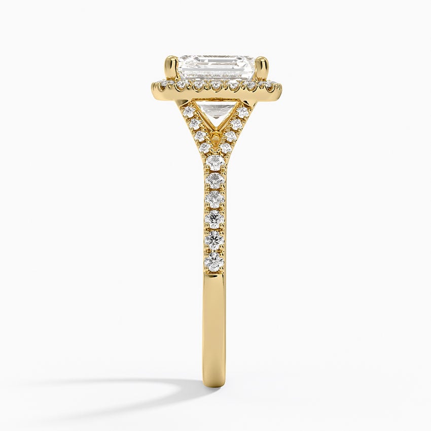 IGI Certified Lab Grown Diamond Engagement Ring Asscher Brilliant Split Shank Halo Ring - Image 6