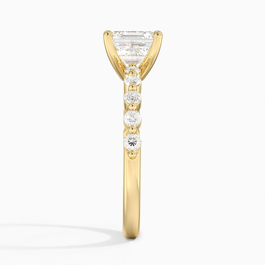 IGI Certified Lab Grown Diamond Engagement Ring Asscher Brilliant Graduated Side Stone Ring - Image 6