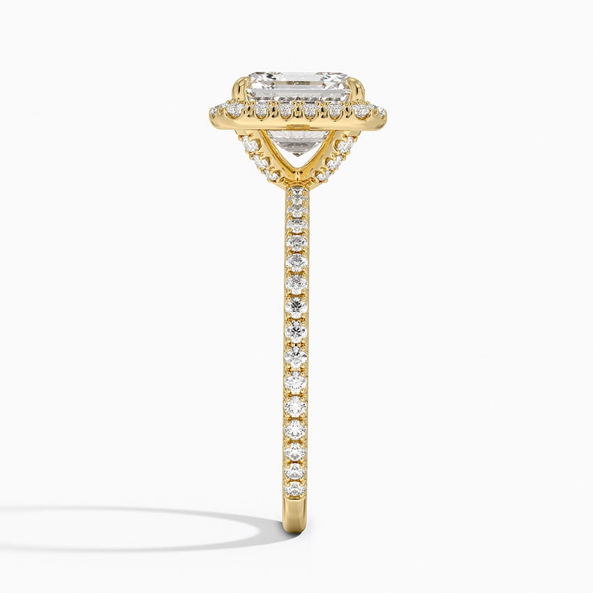 IGI Certified Lab Grown Diamond Engagement Ring Asscher Brilliant Halo With Hidden Halo And Pavé Band Ring - Image 6