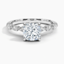 IGI Certified Lab Grown Diamond Engagement Ring Cushion Brilliant Hidden Halo Vintage Ring With Pear Side Stones