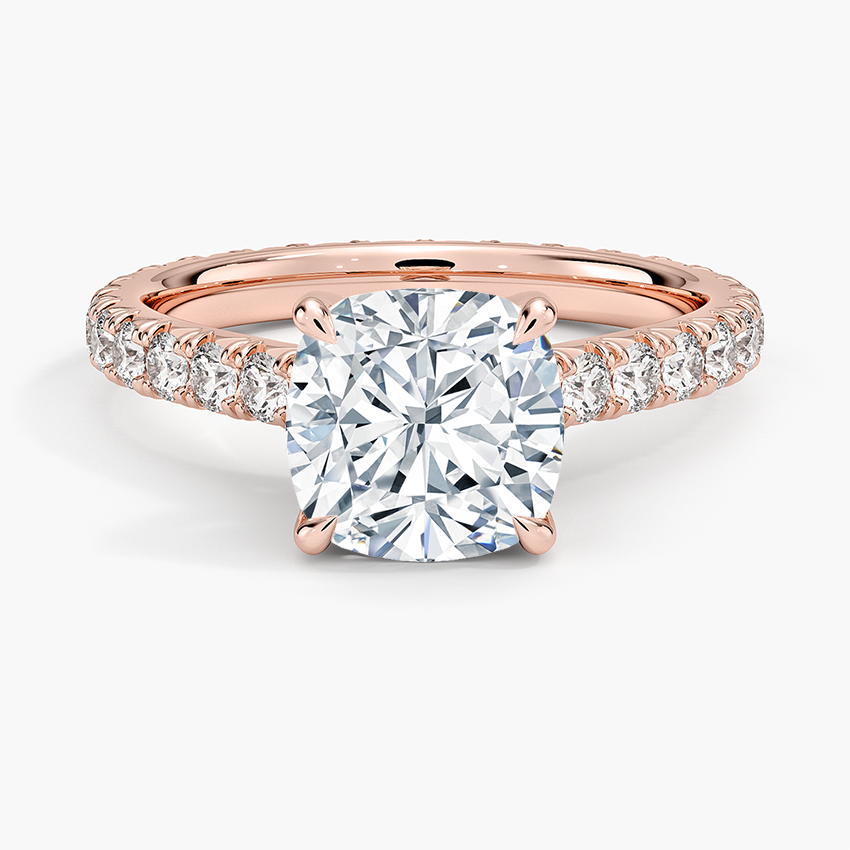 IGI Certified Lab Grown Diamond Engagement Ring Cushion Brilliant French Pavé Ring - Image 7