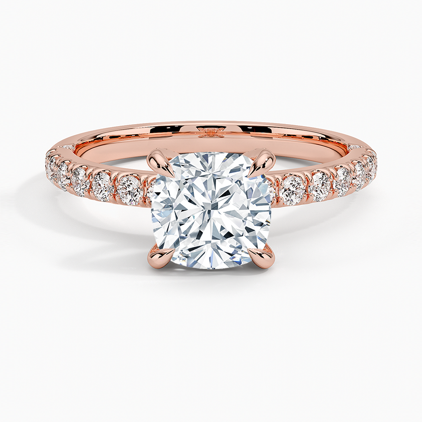 IGI Certified Lab Grown Diamond Engagement Ring Cushion Brilliant Hidden Halo Pavé Ring - Image 7