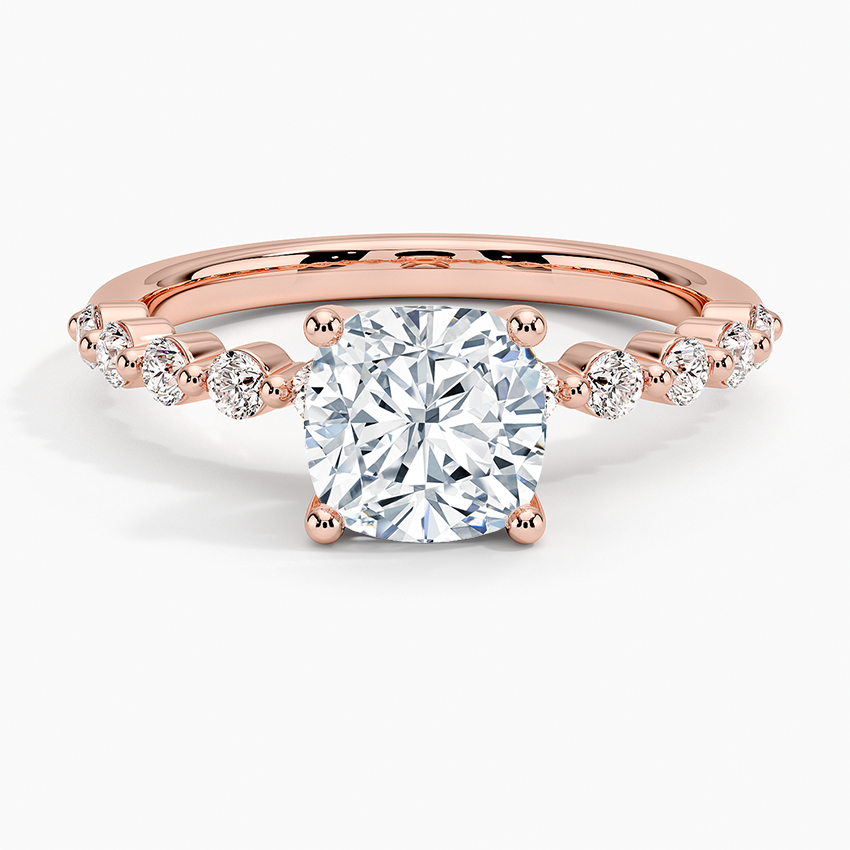 IGI Certified Lab Grown Diamond Engagement Ring Cushion Brilliant Graduated Side Stone Ring - Image 7