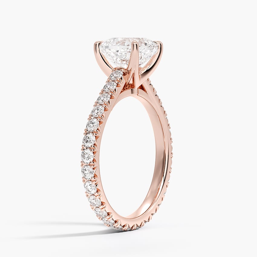 IGI Certified Lab Grown Diamond Engagement Ring Cushion Brilliant French Pavé Ring - Image 8