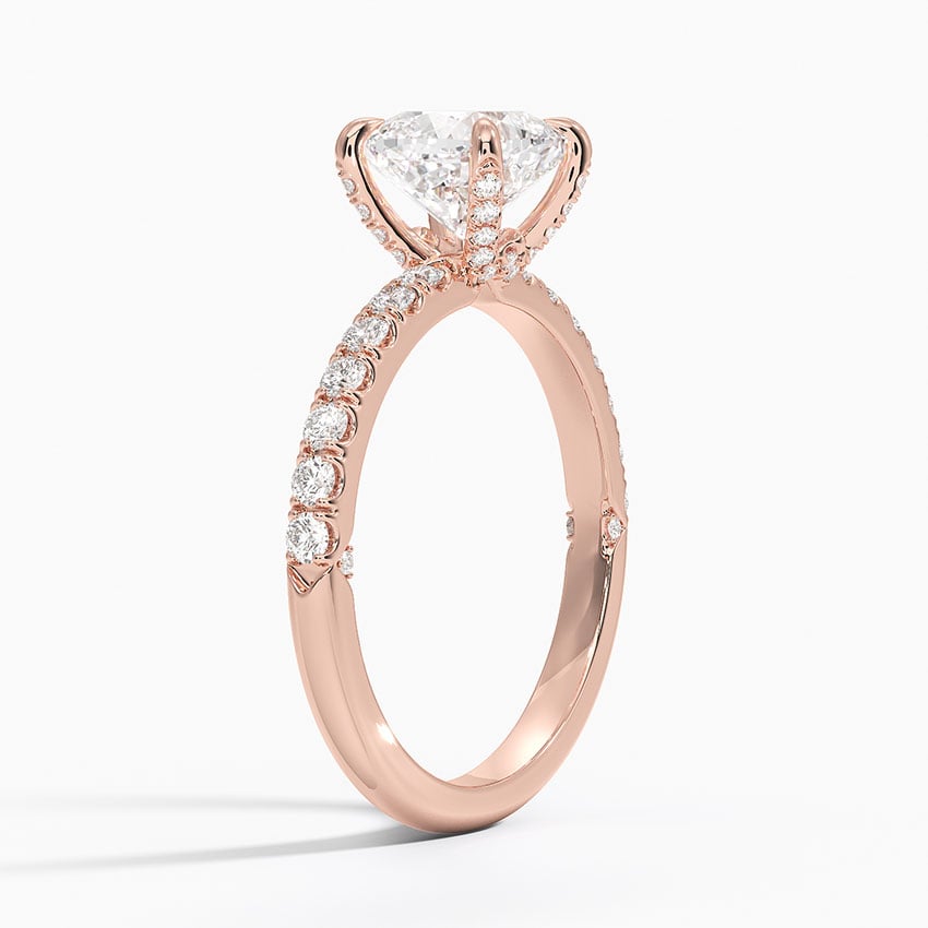 IGI Certified Lab Grown Diamond Engagement Ring Cushion Brilliant Hidden Halo Pavé Ring - Image 8