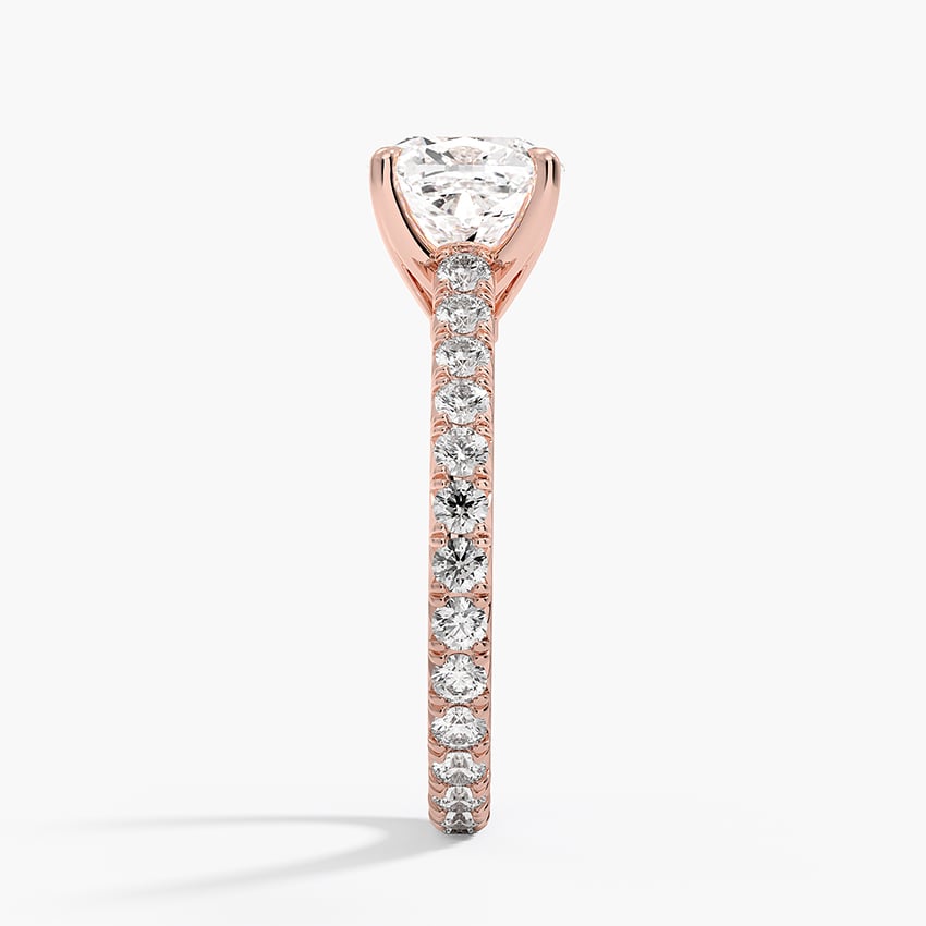 IGI Certified Lab Grown Diamond Engagement Ring Cushion Brilliant French Pavé Ring - Image 9