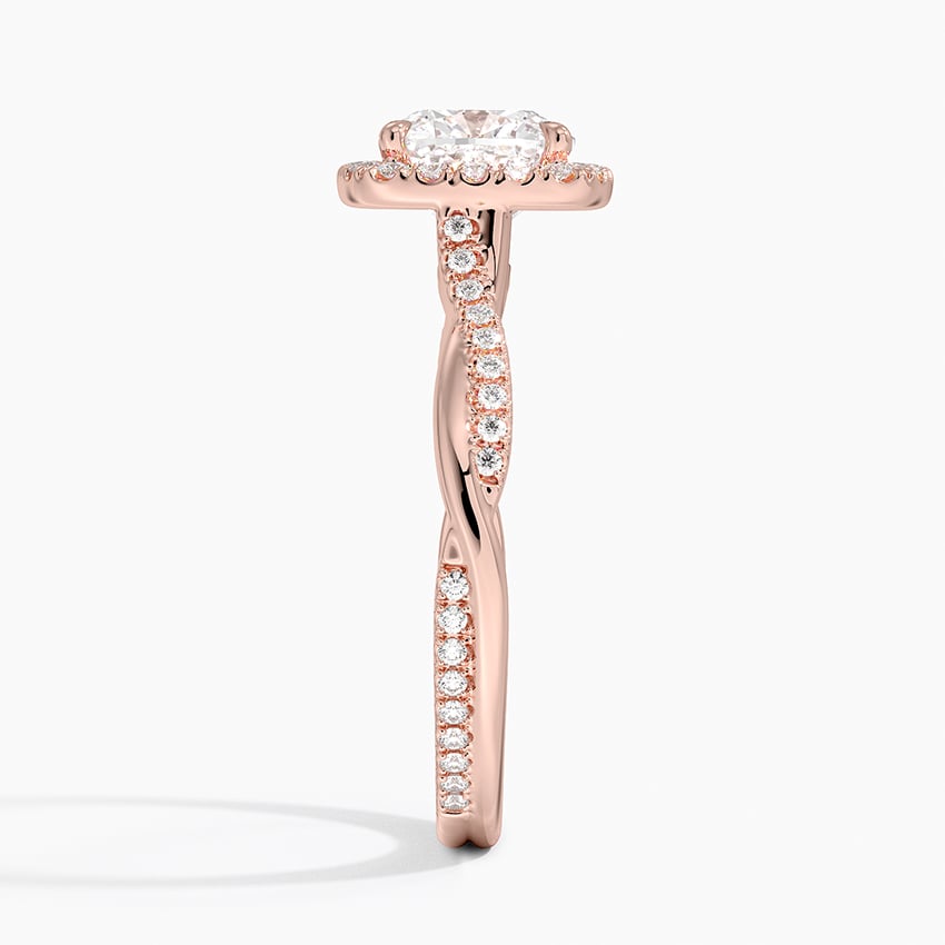 IGI Certified Lab Grown Diamond Engagement Ring Cushion Brilliant Halo Ring With Twisted Pavé Shank - Image 9
