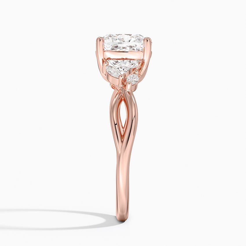 IGI Certified Lab Grown Diamond Engagement Ring Cushion Brilliant Ring With Marquise Accent Diamond Twist Shank - Image 9