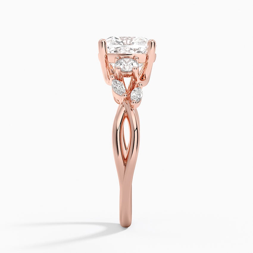 IGI Certified Lab Grown Diamond Engagement Ring Cushion Brilliant Three Stone Twist Shank Ring With Marquise Accent Diamond - Image 9