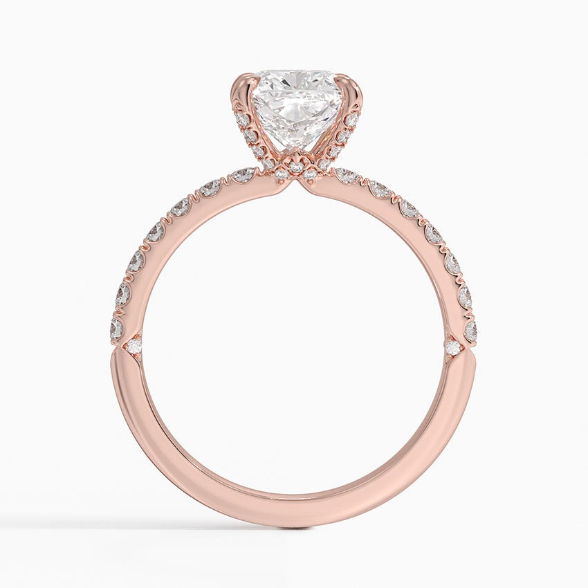 IGI Certified Lab Grown Diamond Engagement Ring Cushion Brilliant Hidden Halo Pavé Ring - Image 9
