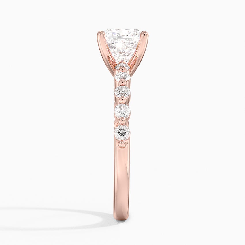 IGI Certified Lab Grown Diamond Engagement Ring Cushion Brilliant Graduated Side Stone Ring - Image 9