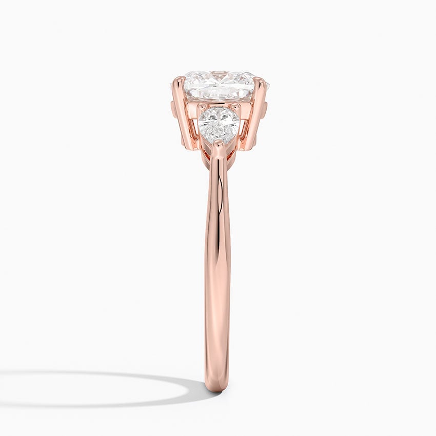IGI Certified Lab Grown Diamond Engagement Ring Cushion Brilliant Three Stone Ring With Pear Side Diamonds - Image 9
