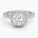 IGI Certified Lab Grown Diamond Engagement Ring Cushion Brilliant Double Halo Hidden Halo Pavé Ring