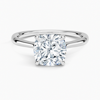 IGI Certified Lab Grown Diamond Engagement Ring Cushion Brilliant Twisted Solitaire Ring