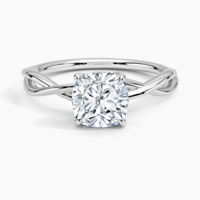 IGI Certified Lab Grown Diamond Engagement Ring Cushion Brilliant Solitaire Ring With Infinity Twist Open Shank