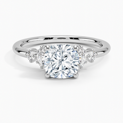 IGI Certified Lab Grown Diamond Engagement Ring Cushion Brilliant Diamond Ring With Marquise And Round Side Stones