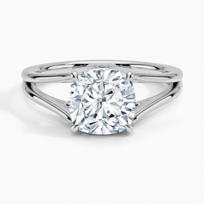 IGI Certified Lab Grown Diamond Engagement Ring Cushion Brilliant Split Shank Solitaire Ring