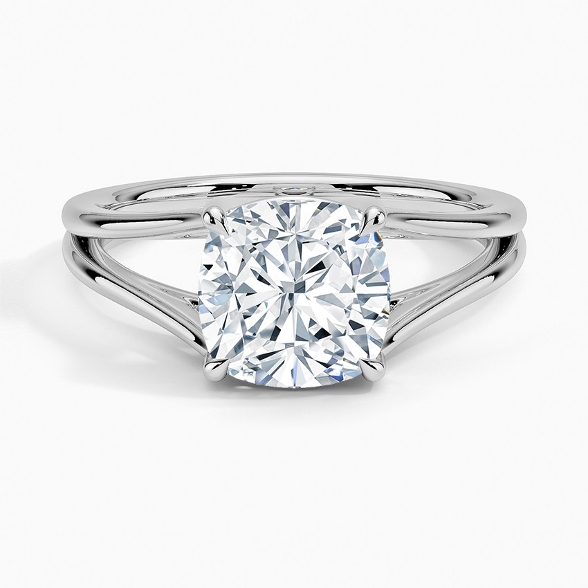 IGI Certified Lab Grown Diamond Engagement Ring Cushion Brilliant Split Shank Solitaire Ring