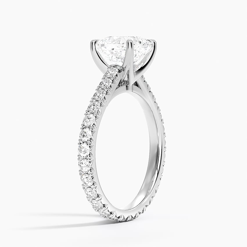 IGI Certified Lab Grown Diamond Engagement Ring Cushion Brilliant French Pavé Ring - Image 2