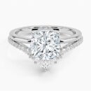 IGI Certified Lab Grown Diamond Engagement Ring Cushion Brilliant Diamond Ring with V-Shaped Pavé