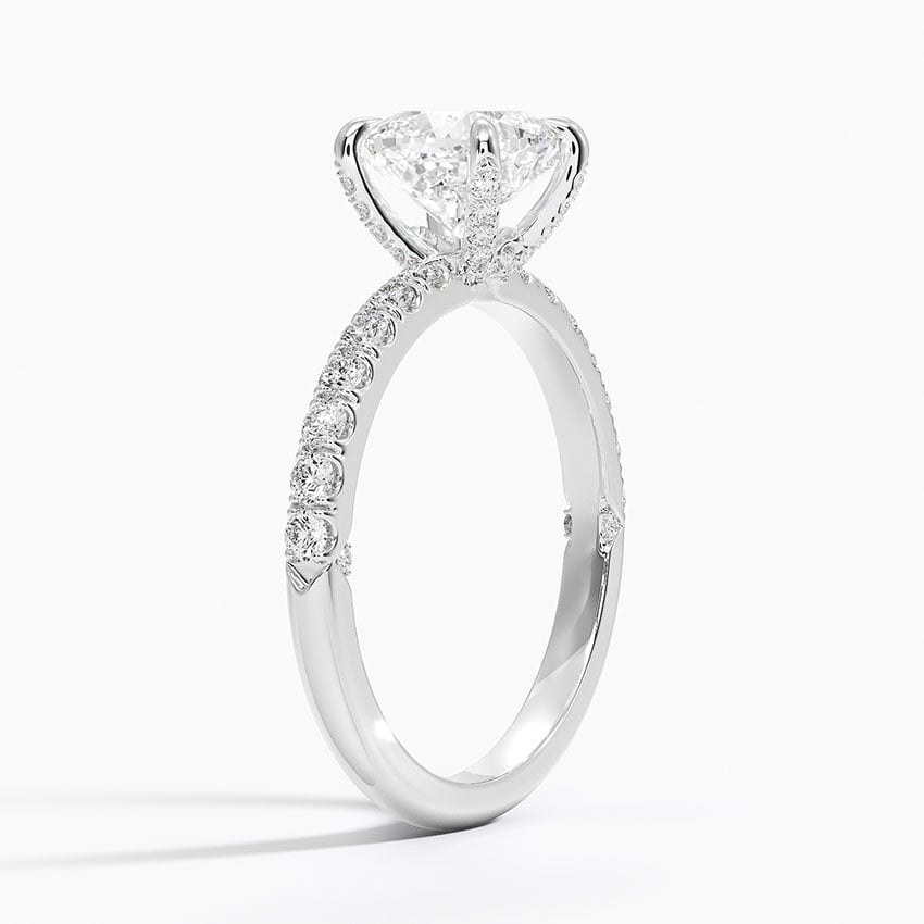IGI Certified Lab Grown Diamond Engagement Ring Cushion Brilliant Hidden Halo Pavé Ring - Image 2