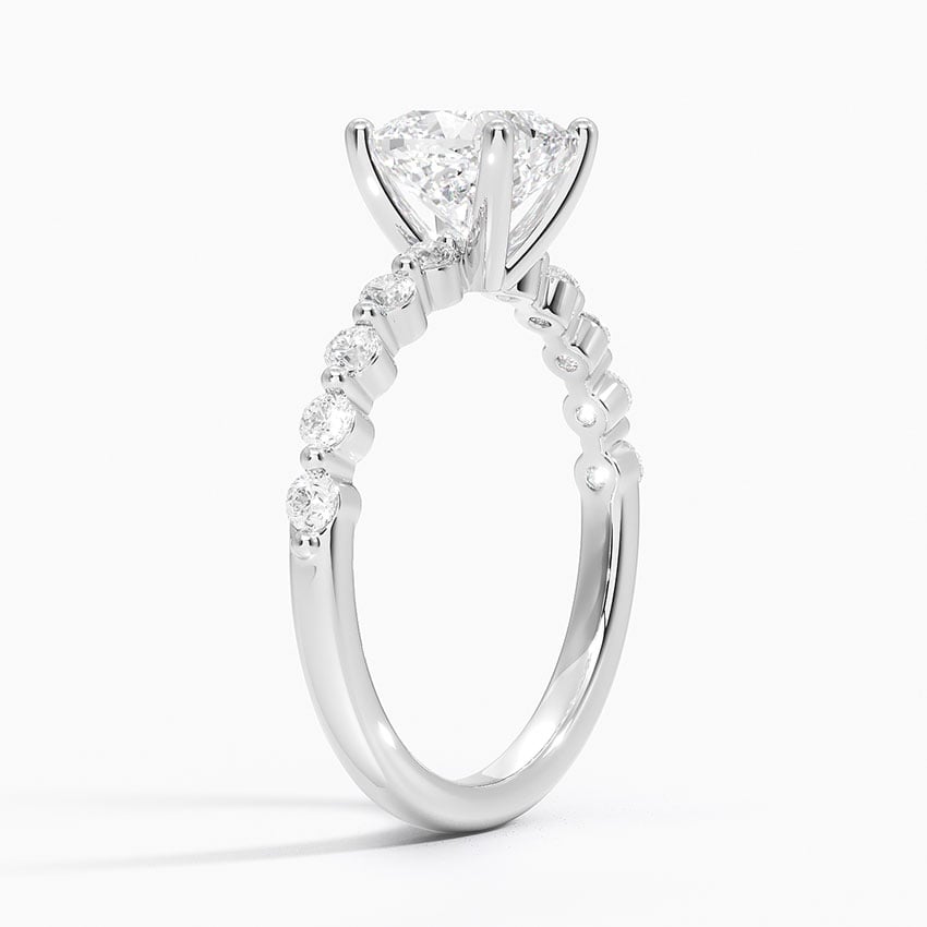 IGI Certified Lab Grown Diamond Engagement Ring Cushion Brilliant Graduated Side Stone Ring - Image 2