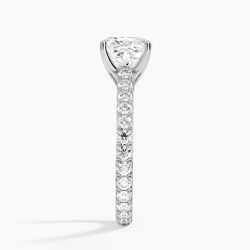 IGI Certified Lab Grown Diamond Engagement Ring Cushion Brilliant French Pavé Ring - Image 3