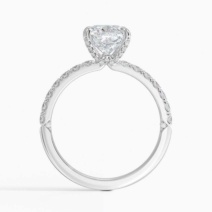 IGI Certified Lab Grown Diamond Engagement Ring Cushion Brilliant Hidden Halo Pavé Ring - Image 3