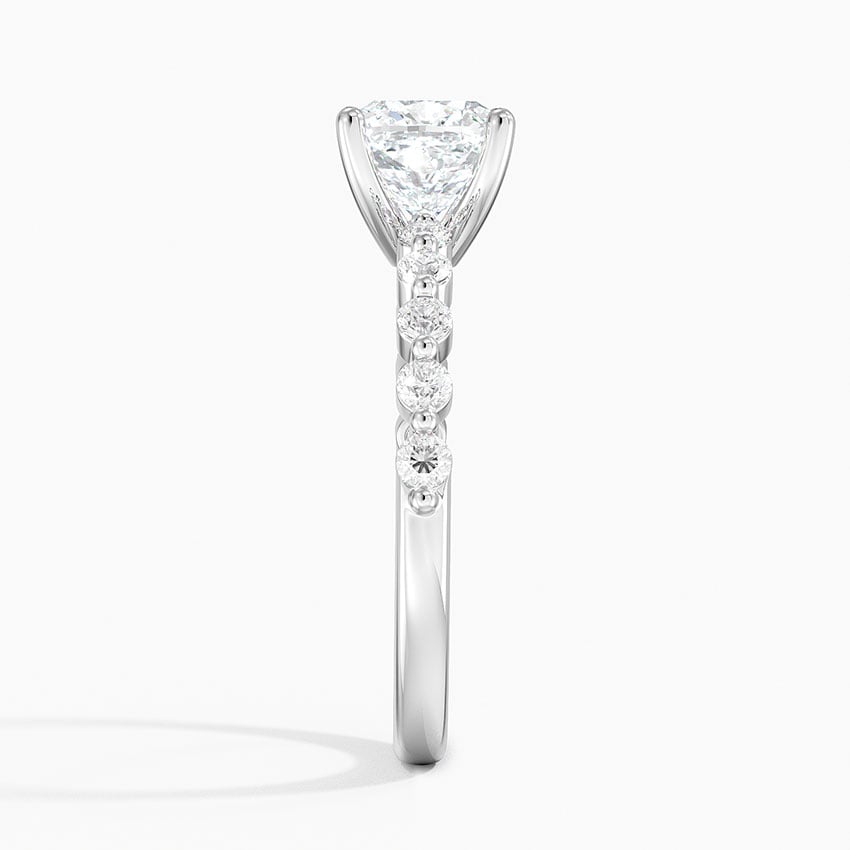 IGI Certified Lab Grown Diamond Engagement Ring Cushion Brilliant Graduated Side Stone Ring - Image 3