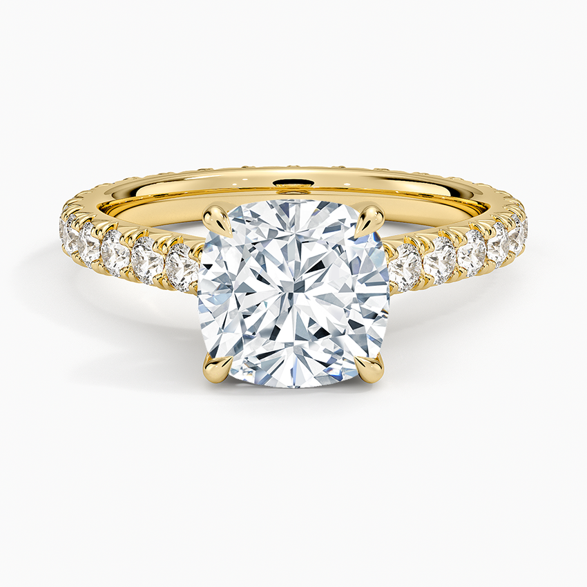 IGI Certified Lab Grown Diamond Engagement Ring Cushion Brilliant French Pavé Ring - Image 4
