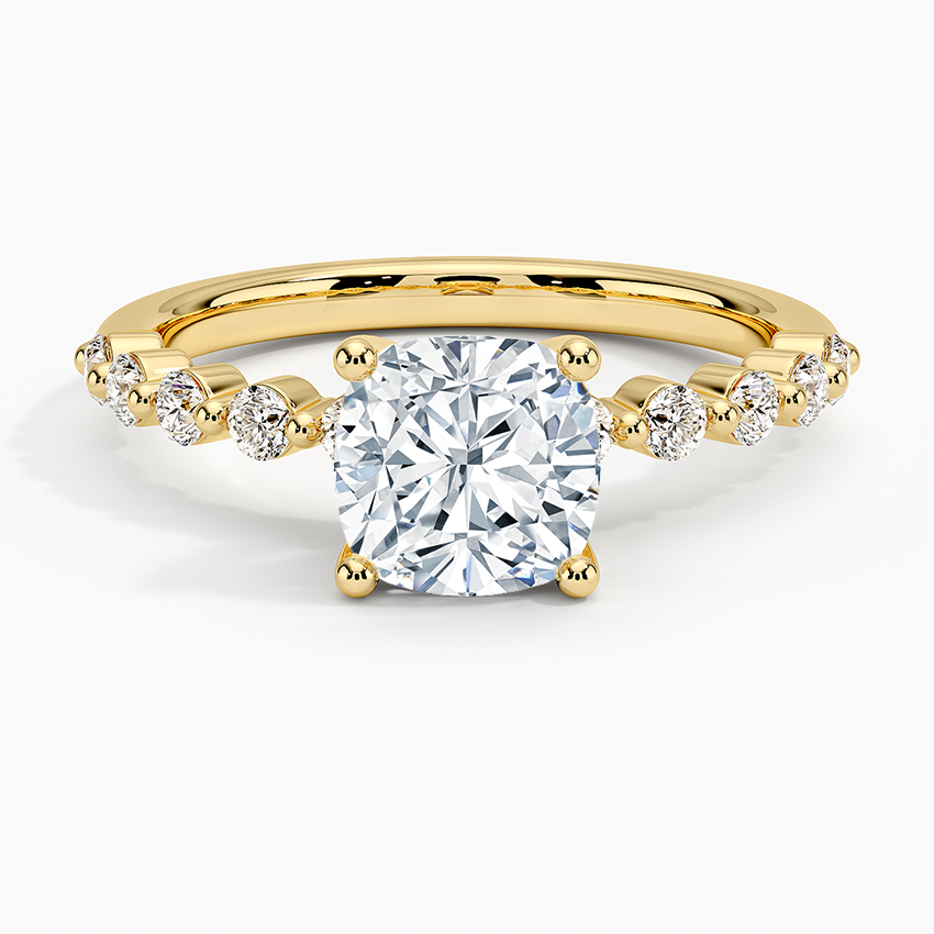 IGI Certified Lab Grown Diamond Engagement Ring Cushion Brilliant Graduated Side Stone Ring - Image 4