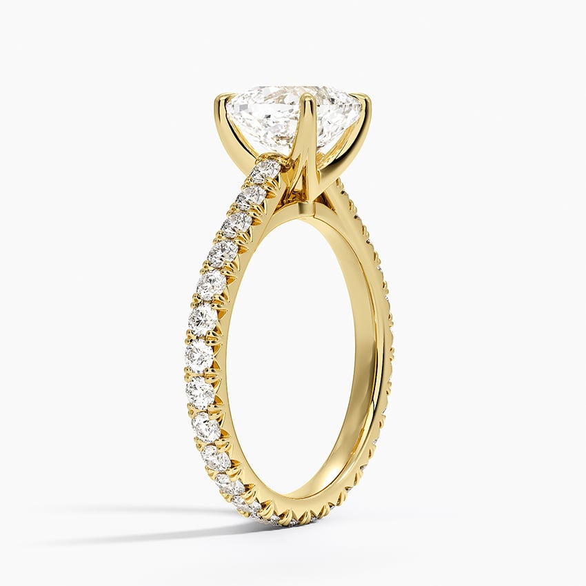 IGI Certified Lab Grown Diamond Engagement Ring Cushion Brilliant French Pavé Ring - Image 5
