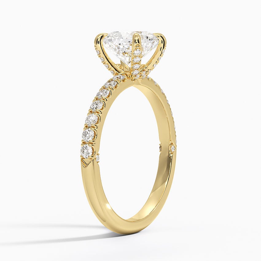 IGI Certified Lab Grown Diamond Engagement Ring Cushion Brilliant Hidden Halo Pavé Ring - Image 5