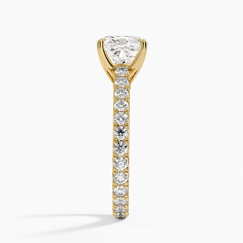IGI Certified Lab Grown Diamond Engagement Ring Cushion Brilliant French Pavé Ring - Image 6