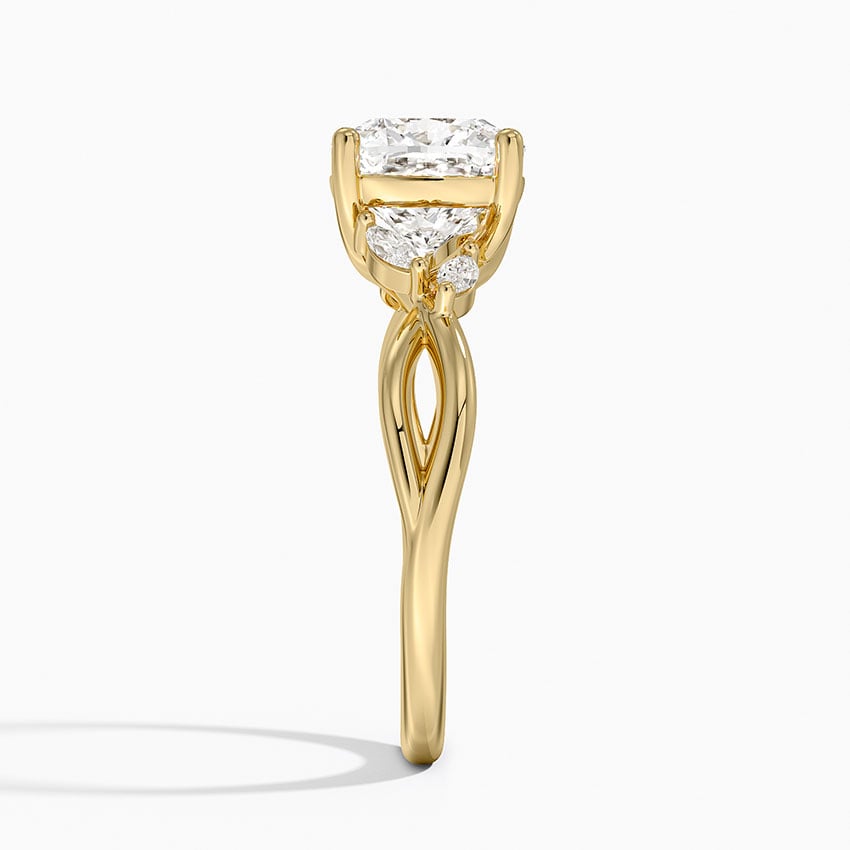 IGI Certified Lab Grown Diamond Engagement Ring Cushion Brilliant Ring With Marquise Accent Diamond Twist Shank - Image 6