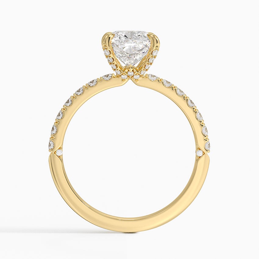 IGI Certified Lab Grown Diamond Engagement Ring Cushion Brilliant Hidden Halo Pavé Ring - Image 6