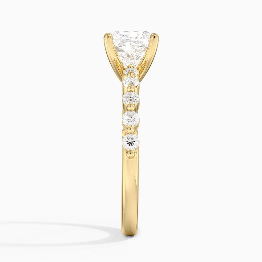 IGI Certified Lab Grown Diamond Engagement Ring Cushion Brilliant Graduated Side Stone Ring - Image 6