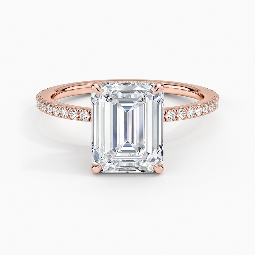 IGI Certified Lab Grown Diamond Engagement Ring Emerald Brilliant Hidden Halo Full Eternity Pavé Ring - Image 7