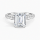 IGI Certified Lab Grown Diamond Engagement Ring Emerald Brilliant French Pavé Ring