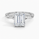 IGI Certified Lab Grown Diamond Engagement Ring Emerald Brilliant Hidden Halo Twisted Shank Solitaire Ring