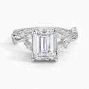 IGI Certified Lab Grown Diamond Engagement Ring Emerald Brilliant With Nature-Inspired Twist Band Ring