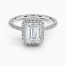 IGI Certified Lab Grown Diamond Engagement Ring Emerald Brilliant Pavé Halo Ring