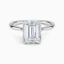 IGI Certified Lab Grown Diamond Engagement Ring Emerald Brilliant Twisted Solitaire Ring