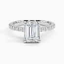IGI Certified Lab Grown Diamond Engagement Ring Emerald Brilliant Hidden Halo Pavé Ring