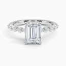 IGI Certified Lab Grown Diamond Engagement Ring Emerald Brilliant Graduated Side Stone Ring