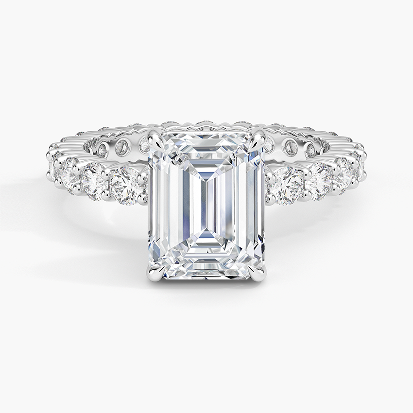 IGI Certified Lab Grown Diamond Engagement Ring Emerald Brilliant Full Eternity Pavé Ring