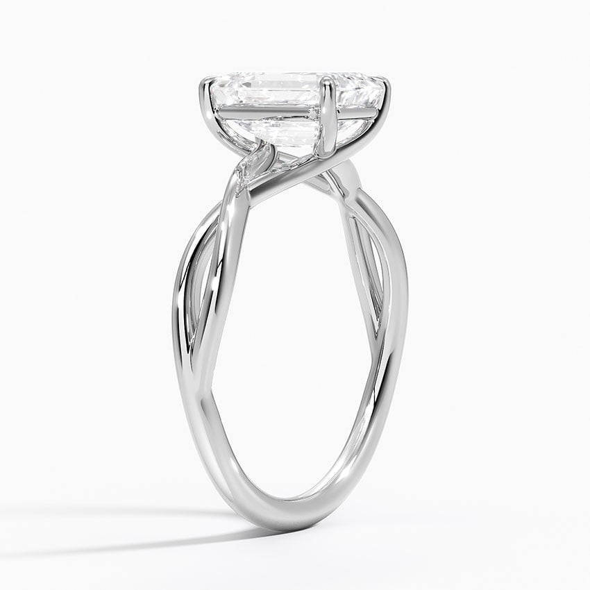 IGI Certified Lab Grown Diamond Engagement Ring Emerald Brilliant Solitaire Ring With Infinity Twist Open Shank - Image 2